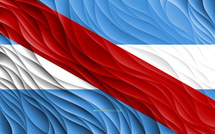 4k, drapeau entre ríos, drapeaux 3d ondulés, provinces argentines, drapeau d'entre ríos, jour d'entre ríos, vagues 3d, provinces d'argentine, entre ríos, argentine