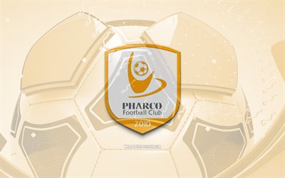 pharco fc parlak logosu, 4k, turuncu futbol arka planı, mısır premier ligi, futbol, mısır futbol kulübü, pharco fc 3d logosu, pharco fc amblemi, pharco fc, spor logosu, fc farko