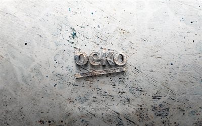logotipo da pedra beko, 4k, fundo de pedra, logotipo beko 3d, marcas, criativo, logotipo beko, arte grunge, beko