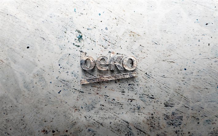 logo in pietra beko, 4k, sfondo di pietra, logo beko 3d, marche, creativo, logo beko, arte del grunge, beko