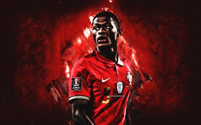 Nuno Mendes, Portugal national football team, portrait, red stone background, portuguese football player, Portugal, football
