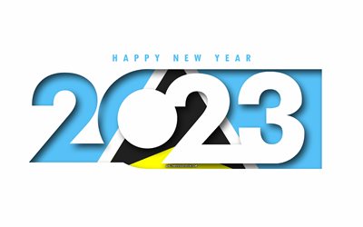 عام جديد سعيد 2023 سانت لوسيا, خلفية بيضاء, القديسة لوسيا, الحد الأدنى من الفن, 2023 مفاهيم سانت لوسيا, سانت لوسيا 2023, 2023 خلفية سانت لوسيا, 2023 سنة جديدة سعيدة في سانت لوسيا