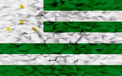 bandera de caquetá, 4k, departamentos de colombia, fondo de polígono 3d, bandera caquetá, textura de polígono 3d, día del caquetá, bandera caquetá 3d, simbolos patrios colombianos, arte 3d, caquetá, colombia