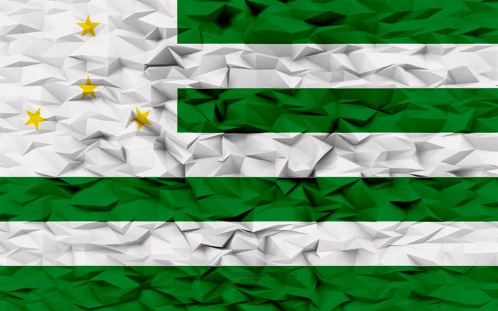 bandera de caquetá, 4k, departamentos de colombia, fondo de polígono 3d, bandera caquetá, textura de polígono 3d, día del caquetá, bandera caquetá 3d, simbolos patrios colombianos, arte 3d, caquetá, colombia