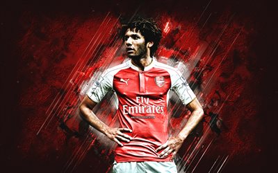 Mohamed Elneny, Arsenal FC, Egyptian footballer, midfielder, red stone background, premier league, england, football