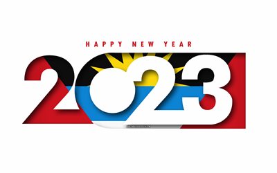 Happy New Year 2023 Antigua and Barbuda, white background, Antigua and Barbuda, minimal art, 2023 Antigua and Barbuda concepts, Antigua and Barbuda 2023, 2023 Antigua and Barbuda background, 2023 Happy New Year Antigua and Barbuda