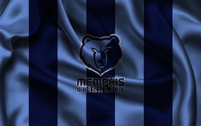 4k, logo do memphis grizzlies, tecido de seda azul, time de basquete americano, emblema do memphis grizzlies, nba, memphis grizzlies, eua, basquetebol, bandeira do memphis grizzlies