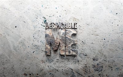 Despicable Me stone logo, 4K, stone background, Despicable Me 3D logo, brands, creative, Despicable Me logo, grunge art, Despicable Me
