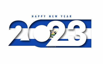 feliz ano novo 2023 el salvador, fundo branco, el salvador, arte mínima, conceitos de el salvador 2023, el salvador 2023, fundo de el salvador 2023, 2023 feliz ano novo el salvador