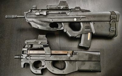एफएन एफ2000, बेल्जियम पनडुब्बी बंदूक, एफएन पी90, सबमशीन गन, राइफल से हमला, f2000, नाटो, आधुनिक राइफलें, एफएन हेर्स्टल, f2000 और p90 तुलना
