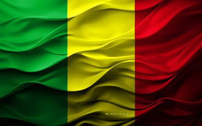4k, Flag of Mali, African countries, 3d Mali flag, Africa, Mali flag, 3d texture, Day of Mali, national symbols, 3d art, Mali