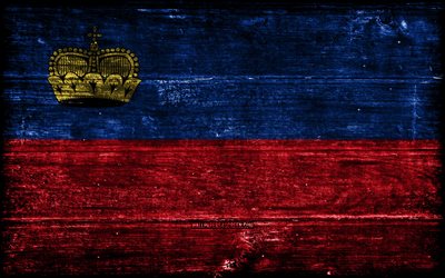 liechtensteinin puinen lippu, 4k, puiset grunge  liput, euroopan maat, liechtensteinin lippu, liechtensteinin päivä, eurooppa, liechtenstein  lippu, liechtenstein, liechtensteinin kansalliset symbolit