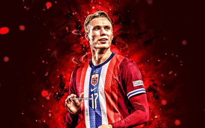 torbjorn heggem, 4k, röda neonljus, norge national football team, norska fotbollsspelare, torbjorn heggem 4k, fotboll, torbjorn heggem landslag, torbjorn heggem norge