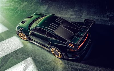 2025, Porsche 911 GT3 RS, Manthey Racing Kit, 4k, top view, exterior, green Porsche 911 GT3, Porsche 911 tuning, German sports cars, Porsche