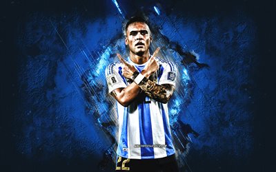 lautaro martínez, equipo de fútbol nacional de argentina, jugador de fútbol argentino, fondo de piedra azul, arte grune, argentina, fútbol americano