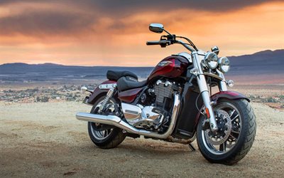 desierto, bicicleta, Triumph Thunderbird, puesta de sol, de origen vínico triunfo