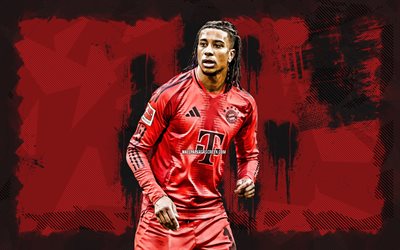4k, michael olise, yaratıcı, bayern münih fc, bundesliga, fransız futbolcular, kırmızı grunge arka plan, michael olise 4k, futbol, michael olise bayern münih