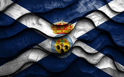 4k, Santa Cruz de Tenerife flag, Provinces of Spain, wooden 3D waves flags, Day of Santa Cruz de Tenerife, flag of Santa Cruz de Tenerife, Spain, Santa Cruz de Tenerife wooden flag, Europe, spanish provinces, Santa Cruz de Tenerife