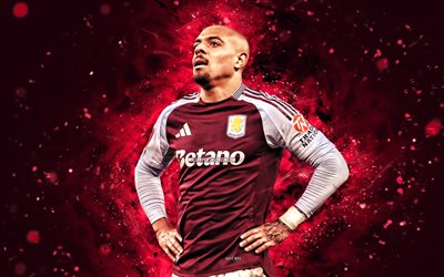 4k, donyell malen, contexte abstrait violet, aston villa fc, premier league, footballeurs néerlandais, néons violets, donyell malen 4k, football, donyell malen aston villa