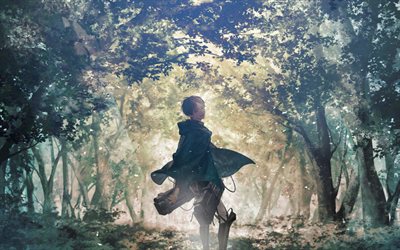 エレン・イーガー, 森, shingeki no kyojin, 漫画, 進撃の巨人, アニメキャラクター, 主人公, タイタンのキャラクターへの攻撃, タイタンに対するエレン・イーガーの攻撃