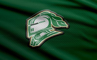 London Knights fabric logo, 4k, green fabric background, OHL, bokeh, hockey, London Knights logo, London Knights emblem, canadian hockey club, London Knights