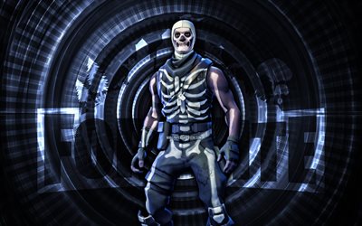 skull trooper fortnite, 4k, fond en spirale gris, fortnite, créatif, peau de soldat du crâne, skin de soldat du crâne de fortnite, soldat de crâne, personnages fortnite