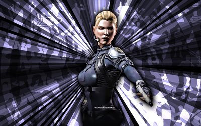 4k, Cassandra Cage, Mortal Kombat, gray rays background, MKM, abstract art, Mortal Kombat Mobile, Cassandra Cage MKM, Mortal Kombat characters, Mortal Kombat X, Cassandra Cage Mortal Kombat, creative art