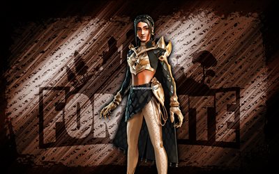 shanta fortnite, 4k, fond de diagonale brun, grunge, fortnite, œuvres d'art, peau de shanta, personnages fortnite, shanta, skin fortnite shanta