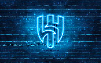 Al Hilal SFC neon logo, 4k, blue brickwall, Saudi Pro League, soccer, Al Hilal SFC logo, football, Al Hilal SFC emblem, Al Hilal SFC, Saudi football club, Al-Hilal SFC, Al Hilal logo