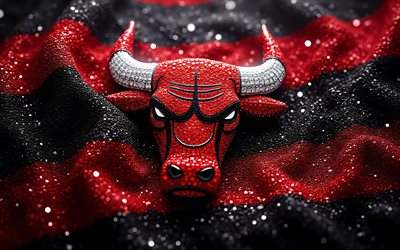 logotipo de gemas de los chicago bulls, 4k, fondo de diamantes rojos, nba, logotipo de los toros de chicago, textura de diamantes rojos, emblema de los toros de chicago, eeuu, toros de chicago, baloncesto