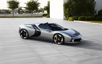 2026, ferrari hc25, 4k, edestä katsottuna, ulkopuoli, superauto, hopea ferrari hc25, italialaiset urheiluautot, ferrari