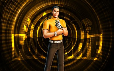 keltainen putt pursuer fortnite, 4k, keltainen kierre tausta, fortnite, luova, yellow putt pursuer skin, fortnite yellow putt pursuer skin, keltainen putt takaa ajaja, fortnite hahmot