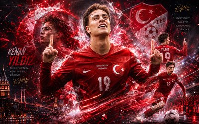 كنان يلدز, شعار منتخب تركيا لكرة القدم, 4k, كنان يلدز تركيا, خلفية الحجر, منتخب تركيا لكرة القدم, فن جدارية, كرة القدم, البرازيل, كينان يلدز   منتخب تركيا لكرة القدم