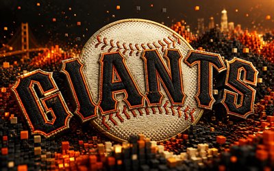 San Francisco Giants fabric logo, 4k, black orange fabric background, MLB, baseball, San Francisco Giants logo, San Francisco Giants emblem, american baseball team, San Francisco Giants
