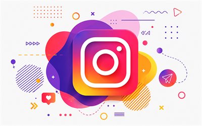 Instagram abstract logo, 4k, minimalism, artwork, social networks, brands, Instagram logo, Instagram