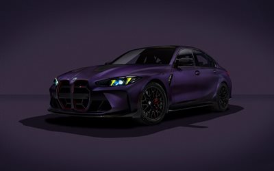2027, bmw m3 cs handschalter, 4k, edestä katsottuna, m3 viritys, ulkopuoli, violetti bmw m3 cs, bmw m3 viritys, saksalaiset autot, bmw