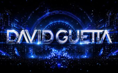 david guetta futuristinen logo, 4k, konsertti, faneja, ranskalainen dj, david guetta 3d logo, edm, pierre david guetta, musiikin tähdet, david guetta metallinen logo, david guetta art, david guetta