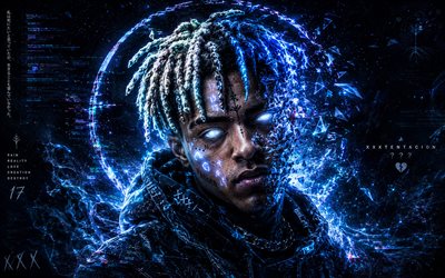 XXXTentacion, 4k, futuristic art, music stars, american rapper, Jahseh Dwayne Ricardo Onfroy, creative, XXXTentacion art, american celebrity, XXXTentacion 4K