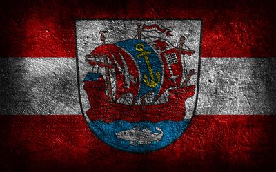 4k, bremerhaven flagga, tyska städer, stenstruktur, bremerhavens flagga, stenbakgrund, bremerhavens dag, grungekonst, tyska nationella symboler, bremerhaven, tyskland