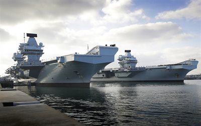 HMS Queen Elizabeth, R08, HMS Prince of Wales, CVF, Royal Navy, British Aircraft Carriers, Queen Elizabeth class, warships, aircraft carriers, United Kingdom
