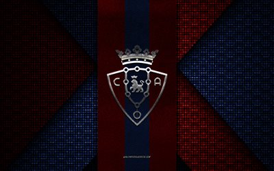 CA Osasuna, La Liga, blue red knitted texture, CA Osasuna logo, Spanish football club, CA Osasuna emblem, football, Osasuna, Spain