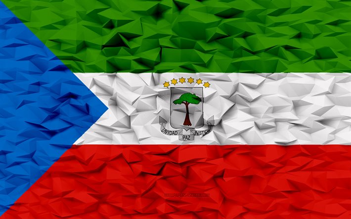 bandeira da guiné equatorial, 4k, 3d polígono de fundo, guiné equatorial bandeira, 3d textura de polígono, dia da guiné equatorial, 3d guiné equatorial bandeira, guiné equatorial símbolos nacionais, arte 3d, guiné equatorial