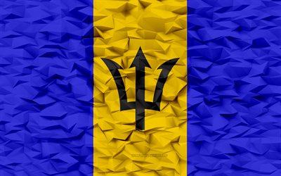 drapeau de la barbade, 4k, 3d polygone de fond, polygone 3d texture, jour de la barbade, 3d drapeau de la barbade, symboles nationaux de la barbade, art 3d, la barbade