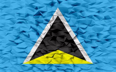 Flag of Saint Lucia, 4k, 3d polygon background, Saint Lucia flag, 3d polygon texture, Day of Saint Lucia, 3d Saint Lucia flag, Saint Lucia national symbols, 3d art, Saint Lucia