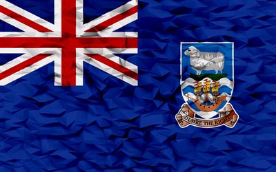 Flag of Falkland Islands, 4k, 3d polygon background, Falkland Islands flag, 3d polygon texture, Day of Falkland Islands, 3d Falkland Islands flag, Falkland Islands national symbols, 3d art, Falkland Islands