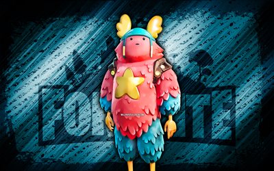 guff fortnite, 4k, sfondo blu diagonale, grunge art, fortnite, opere d arte, guff skin, personaggi fortnite, guff, fortnite guff skin