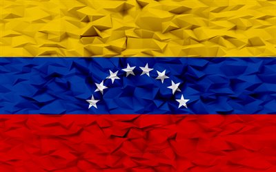 علم فنزويلا, 4k, 3d المضلع الخلفية, 3d المضلع الملمس, العلم الفنزويلي, يوم فنزويلا, 3d، علم هولندا, الرموز الوطنية الفنزويلية, فن ثلاثي الأبعاد, فنزويلا