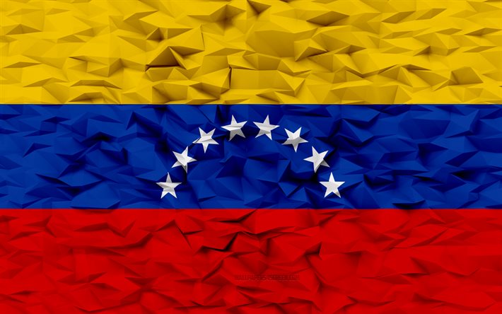 bandera de venezuela, 4k, fondo de polígono 3d, textura de polígono 3d, bandera venezolana, día de venezuela, bandera holandesa 3d, símbolos nacionales venezolanos, arte 3d, venezuela