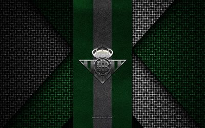 real betis, la liga, grön vit stickad textur, real betis logotyp, spansk fotbollsklubb, real betis emblem, fotboll, sevilla, spanien