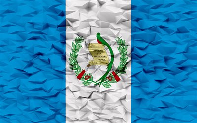 グアテマラの国旗, 4k, 3 d ポリゴンの背景, 3 d ポリゴン テクスチャ, グアテマラの日, 3 d のグアテマラの旗, グアテマラの国のシンボル, 3d アート, グアテマラ